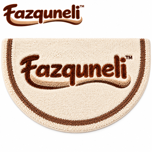 Fazquneli™ Signature Logo Half-Round Bath Mat — Product view