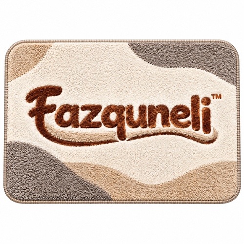 Fazquneli™ Signature Cream and Taupe Entry Mat — Product view